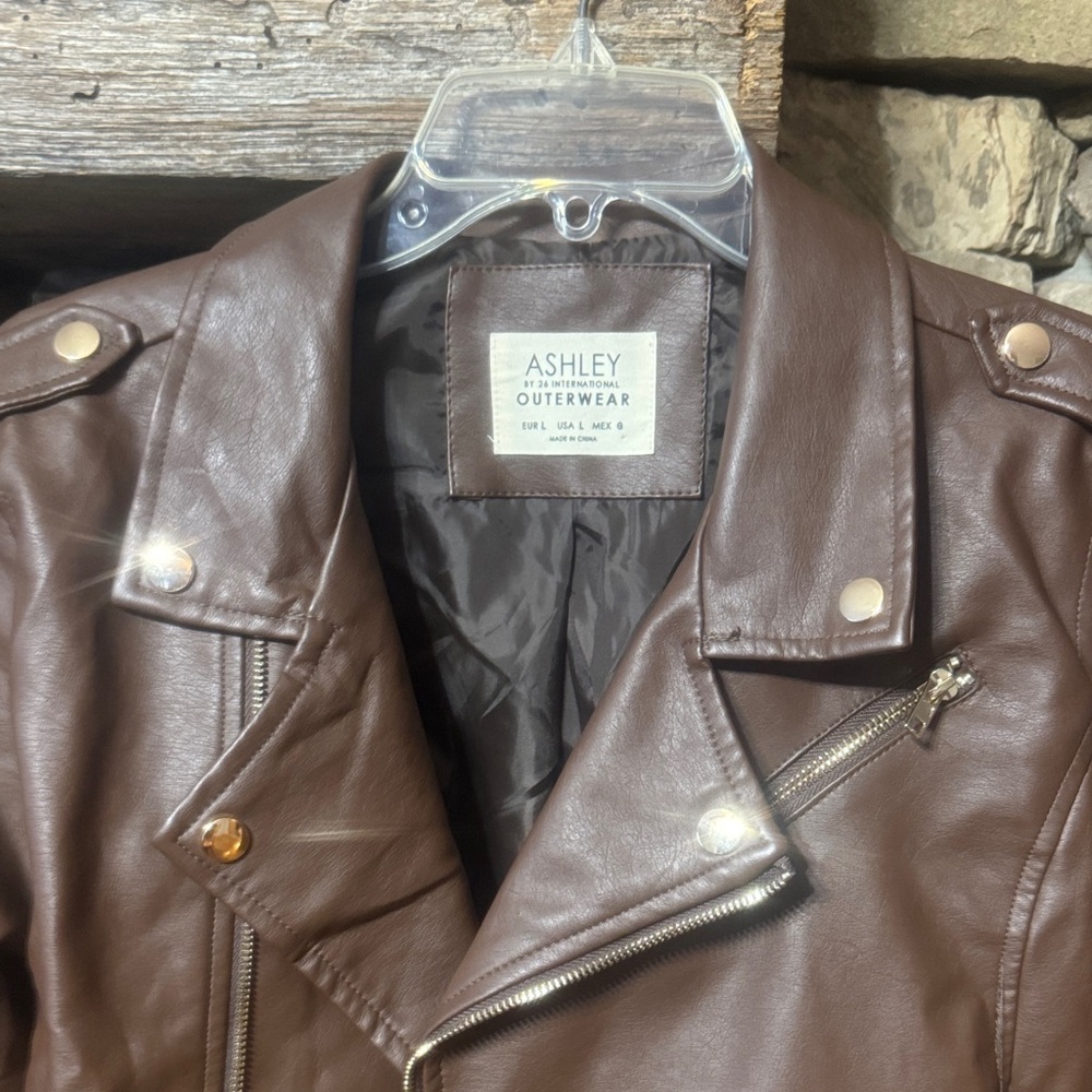 Women’s Faux Brown Leather Crop Jacket